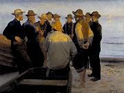 Michael Ancher Fishermen by the Sea on a Summer Evening USA oil painting artist